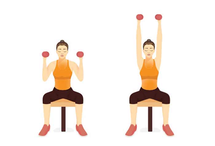 پرس سرشانه با دمبل نشسته